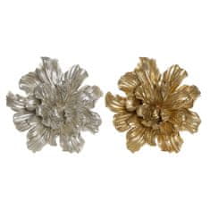 DKD Home Decor Stenska dekoracija DKD Home Decor 30,4 x 10,8 x 32 cm Flower Silver Golden (2 enoti)