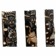 DKD Home Decor Stenska dekoracija DKD Home Decor Beige Wood Dark brown Mask Tribal (11 x 4 x 50 cm) (3 enote)