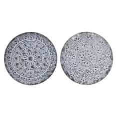 DKD Home Decor Stenska dekoracija DKD Home Decor Grey Metal White Iron Mandala Arab (2 enoti) (60 x 2 x 60 cm)