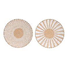 DKD Home Decor Stenska dekoracija DKD Home Decor Natural White Fibre (2 enoti) (40 x 2 x 40 cm)