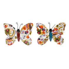 DKD Home Decor Stenska dekoracija DKD Home Decor Resin Multicolor Butterfly Shabby Chic (20 x 2 x 13 cm) (2 enoti)