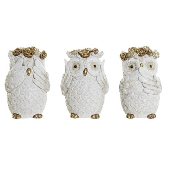 DKD Home Decor Dekorativna figura DKD Home Decor Sova Zlata bela smola Shabby Chic (5 x 5 x 8 cm) (3 enote)