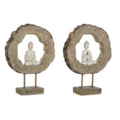 DKD Home Decor Dekorativna figura DKD Home Decor Natural Metal Buddha White Resin (20 x 5,5 x 26 cm) (2 enoti)