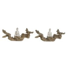 DKD Home Decor Dekorativna figura DKD Home Decor 32 x 8 x 14 cm Naravni Buda White Oriental (2 enoti)