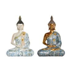 DKD Home Decor Dekorativna figura DKD Home Decor Modra zlata Buda Bela smola (17,8 x 10,6 x 26,3 cm) (2 enoti)