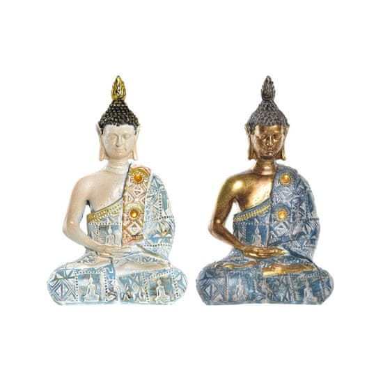 DKD Home Decor Dekorativna figura DKD Home Decor Modra zlata Buda Bela smola (9,5 x 6,5 x 16 cm) (2 enoti)