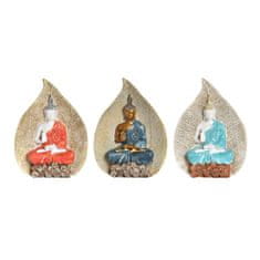 DKD Home Decor Dekorativna figura DKD Home Decor Rdeča modra zlata oranžna Buda smola (11,3 x 4 x 15,3 cm) (3 enote)