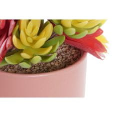 DKD Home Decor Okrasna rastlina DKD Home Decor Pink Coral White Yellow Stoneware PE (18 x 17 x 19 cm) (2 enoti)