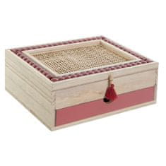 DKD Home Decor Okrasna škatla DKD Home Decor Pink Paolownia wood (24 x 18 x 8,5 cm)