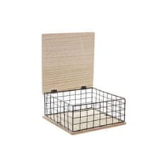 DKD Home Decor Okrasna škatla DKD Home Decor Natural Black Metal MDF (25 x 25 x 12 cm)