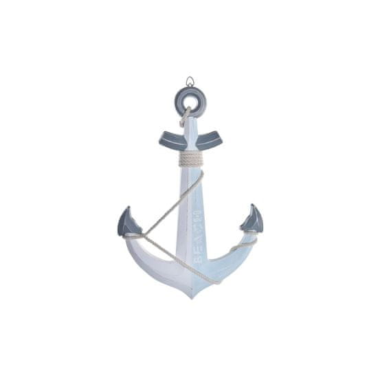 DKD Home Decor Stenska dekoracija DKD Home Decor Blue Wood Rope Anchor White (40 x 5 x 60 cm)