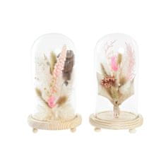 DKD Home Decor Dekorativni cvet DKD Home Decor Crystal Beige Pink Flowers (2 enoti) (12 x 12 x 21 cm)