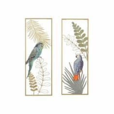 DKD Home Decor Stenska dekoracija DKD Home Decor 31 x 5,7 x 89,5 cm Golden Multicolor Parrot Tropical (2 enoti)