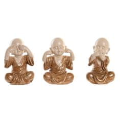 DKD Home Decor Dekorativna figura DKD Home Decor Monk iz zlate bele smole (6 x 5 x 9,5 cm) (3 enote)