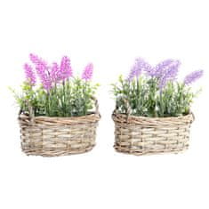 DKD Home Decor Okrasna rastlina DKD Home Decor Pink Lilac wicker PE (19 x 12 x 22 cm) (2 enoti)