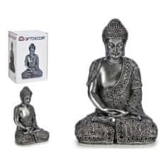 Gift Decor Dekorativna figura Buda srebrna smola (20 x 34,5 x 24 cm)