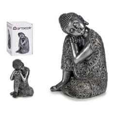 Gift Decor Dekorativna figura Buda srebrna smola (21,5 x 32,5 x 22,5 cm)