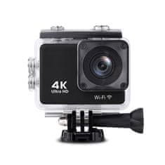 PRO Športna kamera 4K Full HD Wi-Fi 16Mpx vodoodporna širokokotna + dodatna oprema črna