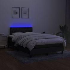 Vidaxl Box spring postelja z vzmetnico LED črna 120x200 cm blago