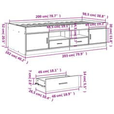Vidaxl Dnevna postelja s predali betonsko siva 100x200 cm inž. les
