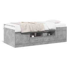 Vidaxl Dnevna postelja s predali betonsko siva 90x190 cm inž. les