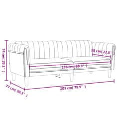 Vidaxl Sedežna garnitura 3-delna temno siv žamet