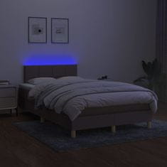 Vidaxl Box spring postelja z vzmetnico LED taupe 120x200 cm blago