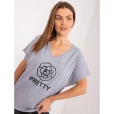 FANCY Ženska bluza s potiskom z izrezom v obliki črke V sive barve FA-BZ-9343.38_407189 Univerzalni