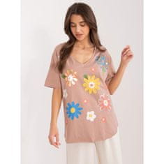 FANCY Ženska bluza s potiskom z izrezom v obliki črke V svetlo rjava FA-BZ-9345.29X_407248 Univerzalni