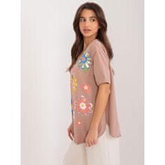 FANCY Ženska bluza s potiskom z izrezom v obliki črke V svetlo rjava FA-BZ-9345.29X_407248 Univerzalni