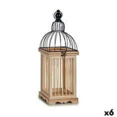 DKD Home Decor Dekorativna kletka Natural Black Metal Wood (16,5 x 46 x 16,5 cm) (6 enot)