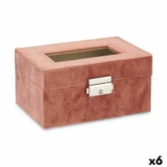 DKD Home Decor Škatla za ure Pink Metal (16 x 8,5 x 11 cm) (6 enot)