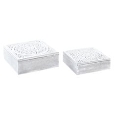 DKD Home Decor Komplet okrasnih škatel DKD Home Decor MDF White (21,5 x 21,5 x 8 cm)