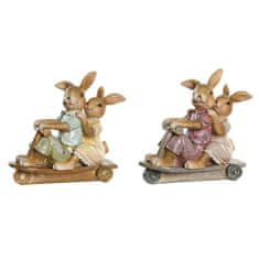 DKD Home Decor Dekorativna figura DKD Home Decor Pink Rabbit Green Resin Shabby Chic (12,5 x 5,5 x 11,5 cm) (2 enoti)