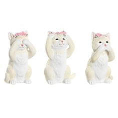 DKD Home Decor Dekorativna figura DKD Home Decor Beige White Resin Cat Shabby Chic (8,5 x 10 x 15 cm) (3 enote)