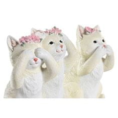 DKD Home Decor Dekorativna figura DKD Home Decor Beige White Resin Cat Shabby Chic (8,5 x 10 x 15 cm) (3 enote)