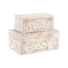 DKD Home Decor Komplet okrasnih škatel DKD Home Decor Wood Light brown (25 x 15 x 11 cm) (2 enoti)