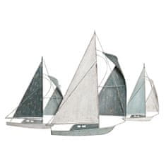 DKD Home Decor Stenska dekoracija DKD Home Decor 95 x 8 x 63 cm Stari zaključek Yachts Modra Bela Zelena Sredozemlje