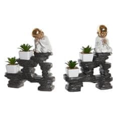 DKD Home Decor Dekorativna figura DKD Home Decor Black Golden White Resin Monk Oriental (21 x 7,5 x 25 cm) (2 enoti)