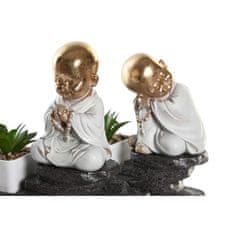 DKD Home Decor Dekorativna figura DKD Home Decor Black Golden White Resin Monk Oriental (21 x 7,5 x 25 cm) (2 enoti)