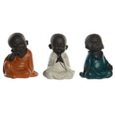 DKD Home Decor Dekorativna figura DKD Home Decor Modra rjava bela smola Monk Oriental (10,5 x 9 x 13,5 cm) (3 enote)