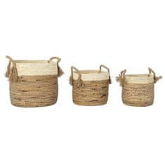 DKD Home Decor Komplet košar DKD Home Decor Tropical Natural Fibre Rushes (40 x 40 x 45 cm) (3 kosi)