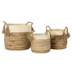 DKD Home Decor Komplet košar DKD Home Decor Tropical Natural Fibre Rushes (40 x 40 x 45 cm) (3 kosi)