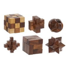 DKD Home Decor Veščine igre DKD Home Decor Puzzle Brass Rosewood (6 kosov) (17,5 x 12 x 6 cm)