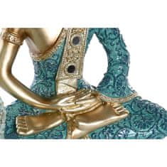 DKD Home Decor Dekorativna figura DKD Home Decor 24 x 11 x 31,2 cm Modra Zlata Buda Turkizna Orientalska (2 enoti)