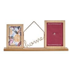 Gift Decor Foto okvir Home Brown 2 fotografije Kovina Les (6 x 21,5 x 46 cm)