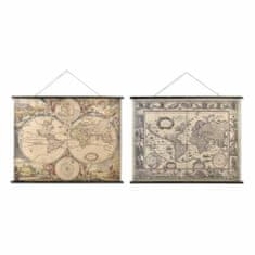 DKD Home Decor Platno DKD Home Decor Zemljevid sveta (155 x 2,5 x 122 cm) (2 enoti) (2 kosa)