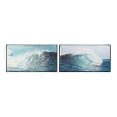 DKD Home Decor Slikarstvo DKD Home Decor Valovi Platno Abstraktno Morje in ocean (143 x 4 x 73 cm) (2 enoti)