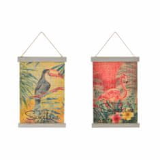 DKD Home Decor Viseča dekoracija DKD Home Decor Christmas Yellow Red Wood Bamboo (2 kosa) (27 x 1,5 x 39 cm)