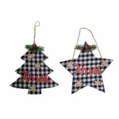 DKD Home Decor Viseča dekoracija DKD Home Decor Christmas White Black Wood (2 kosa) (26 x 0,5 x 26 cm) (23 x 0,5 x 25 cm)